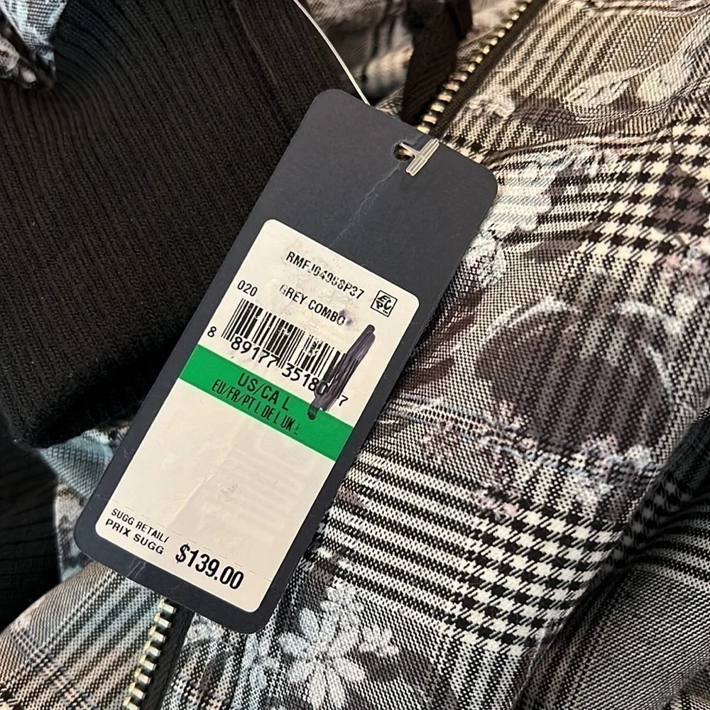 Rachel Roy Baldwin Floral Check Bomber Jacket Size Large - Picture 16 of 16